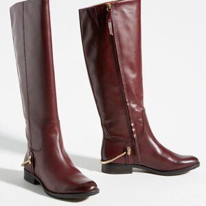 NEW FRANCO SARTA WOMEN'S LINDY TALL LEATHER BOOTS MAHOGANY 5